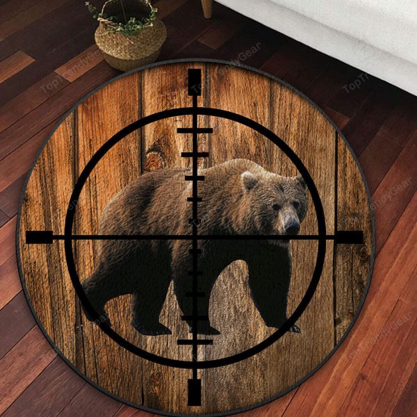 Bear in Scope Hunting Round Rug, Carpet 10704 - Image 2