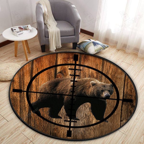 Bear in Scope Hunting Round Rug, Carpet 10704 - Image 3