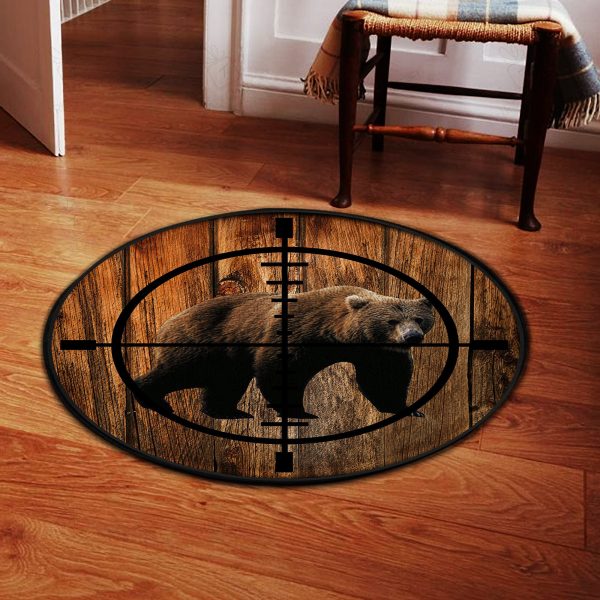 Bear in Scope Hunting Round Rug, Carpet 10704