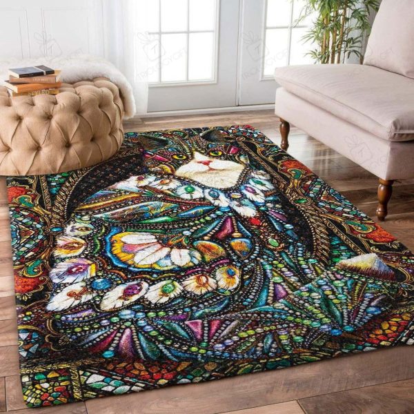 Jeweled Cat Rectangle Rug Decor Area Rugs For Living Room Bedroom Kitchen Rugs Home Carpet Flooring Rs016867 Print